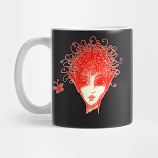 Red Elf Looking at a Butterfly Mug